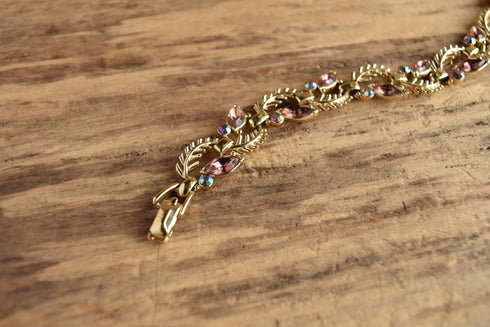 50's Leaf & Rhinestone Bracelet