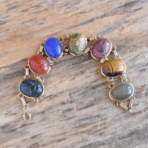 gemstone scarab bracelet horizontal stones