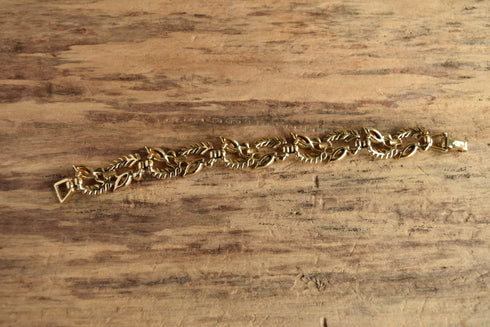 50's Leaf & Rhinestone Bracelet