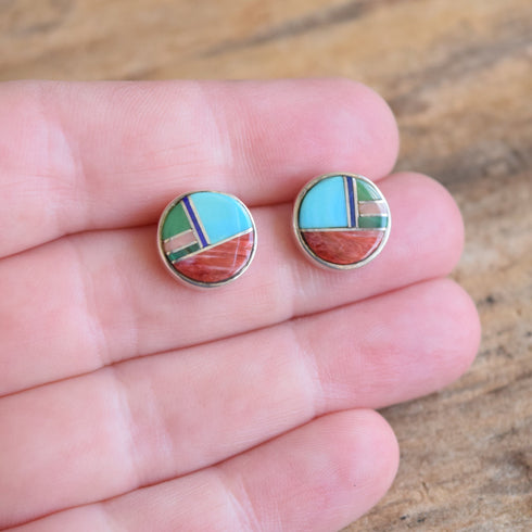 Spiny Oyster & Turquoise Inlay Earrings