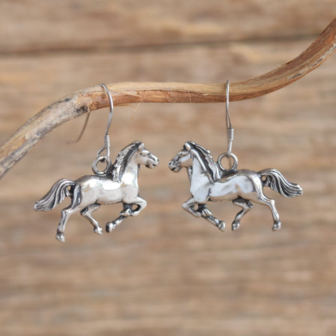 Navajo Sterling Dangle Horse Shaped Earrings - Glenn Sandavol