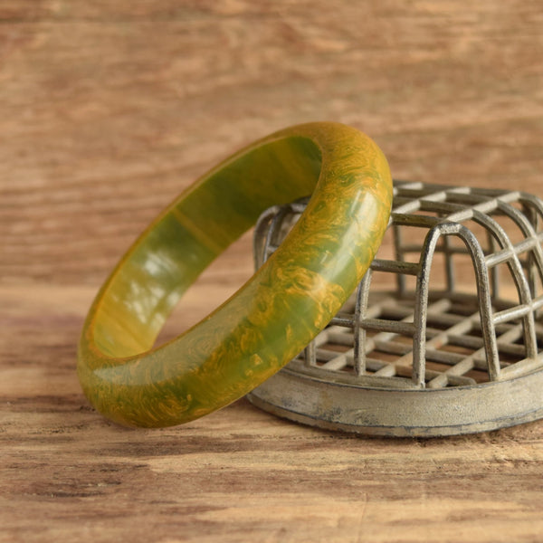 Green Marbled Bakelite bangle bracelet