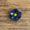 Vintage Blue and Yellow Metal Flower Brooch