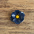 Vintage Blue and Yellow Metal Flower Brooch