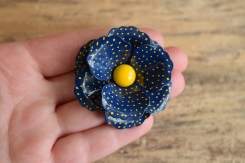 Blue & Yellow Flower Brooch