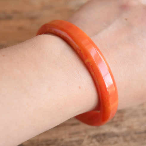 Orange Marbled Bakelite Bangle