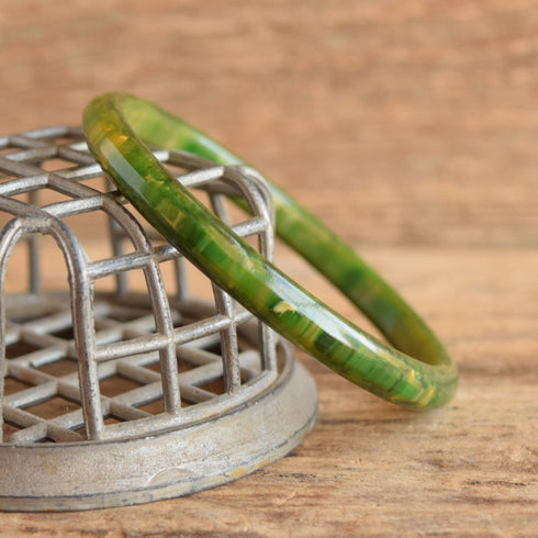 Green Marbled Bakelite Bangle