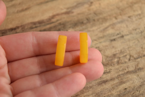 Yellow Octagon Bakelite Hoop Earrings