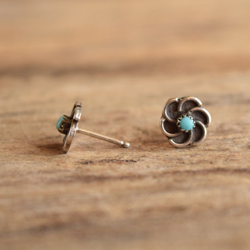 Turquoise Flower Stud Earrings