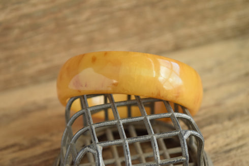 Marbled Yellow Bakelite Bangle Bracelet