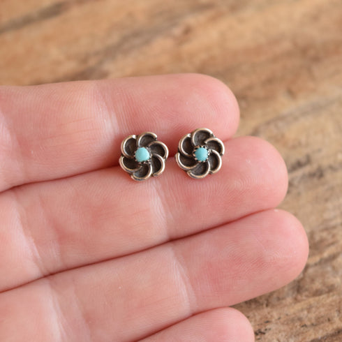 Turquoise Flower Stud Earrings