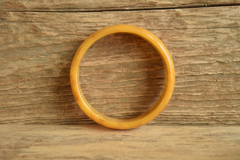Marbled Yellow Bakelite Bangle Bracelet