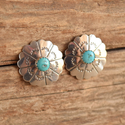 Turquoise Concho Shield Earrings