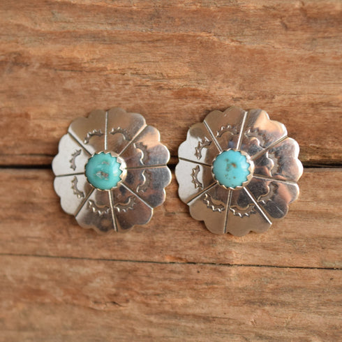 Turquoise Concho Shield Earrings