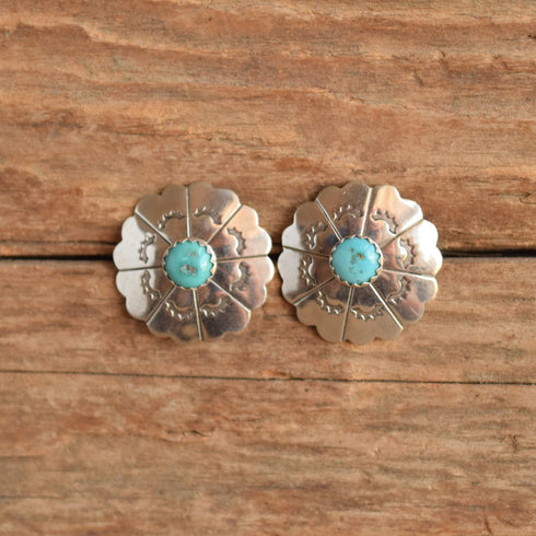 Turquoise Concho Shield Earrings