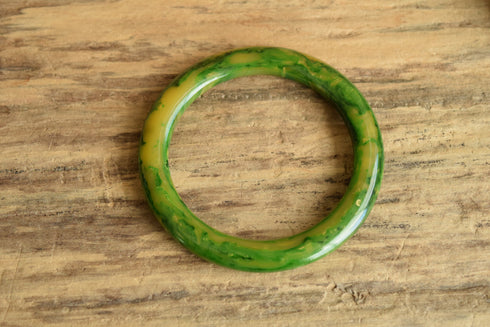 Marbled Green Saucer Bakelite Bangle