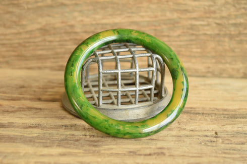 Marbled Green Saucer Bakelite Bangle