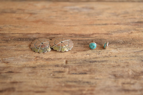 Turquoise Concho Shield Earrings