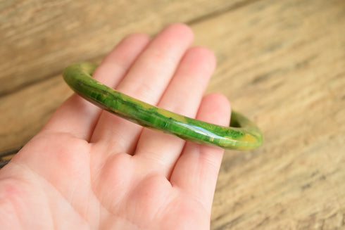 Marbled Green Saucer Bakelite Bangle
