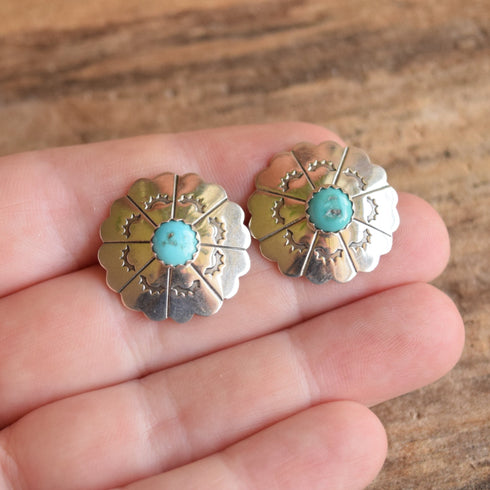 Turquoise Concho Shield Earrings
