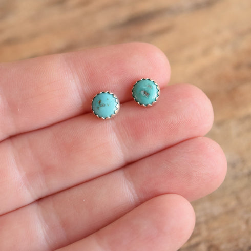 Turquoise Concho Shield Earrings