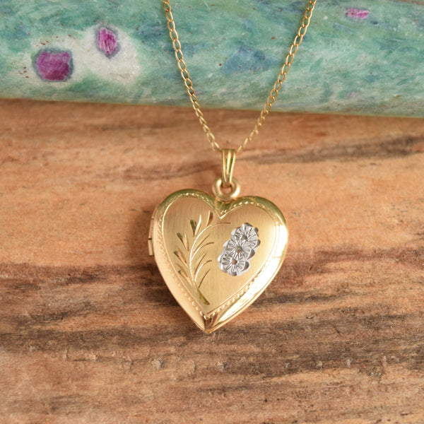 Valentine's Day Heart Shaped Gold Filled Vintage Locket Necklace