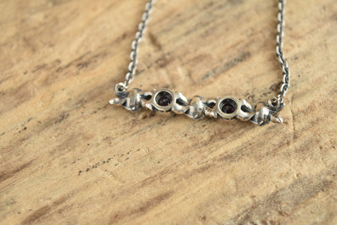 Sterling Silver Rose Amethyst Bar Necklace