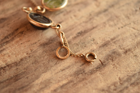 Gemstone Scarab Bracelet - 12 K Gold Filled