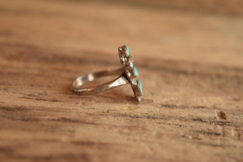 Flower Shaped Turquoise Ring - Size 5 1/4