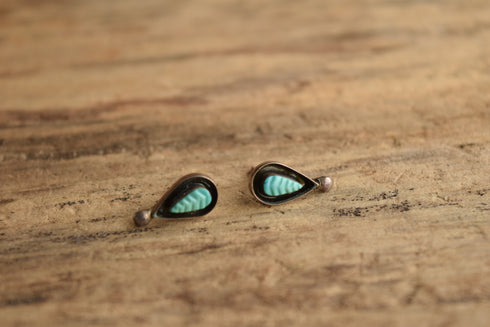 Carved Turquoise Studs