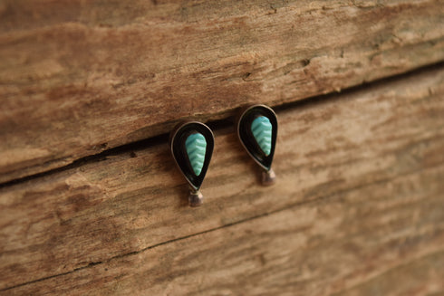 Carved Turquoise Studs