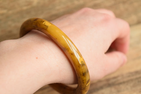 Black Marbled Tube Bakelite Bangle