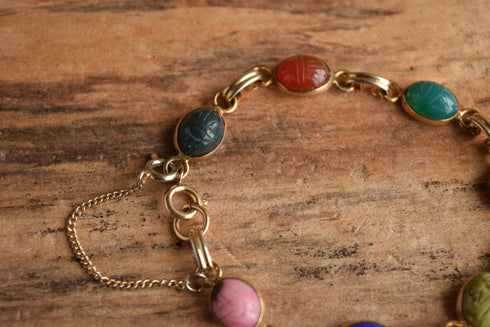 Gemstone Scarab Bracelet