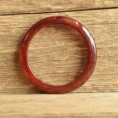 Semi-Translucent Red Marbled Bakelite Bangle