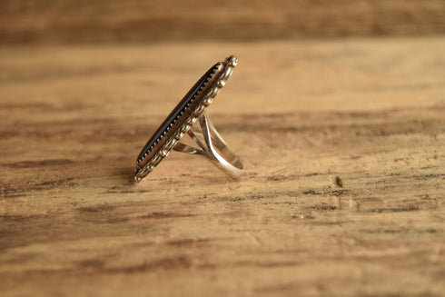 Long Onyx Ring - Size 7 1/4