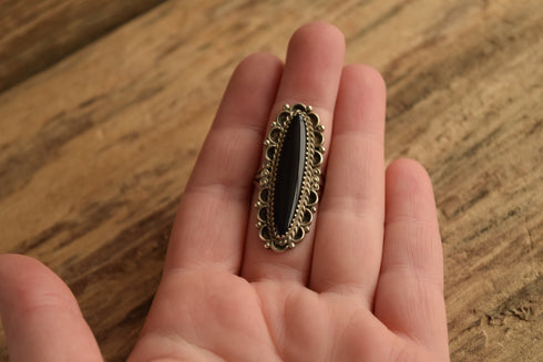 Long Onyx Ring - Size 7 1/4