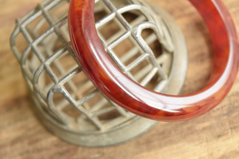 Semi-Translucent Red Marbled Bakelite Bangle