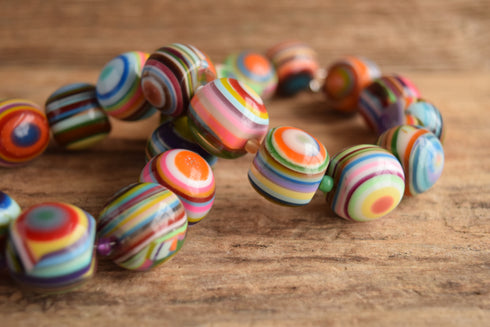 Sobral Rainbow Round Bullseye Bead Necklace