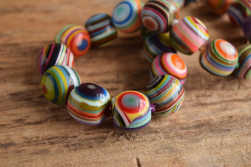 Sobral Rainbow Round Bullseye Bead Necklace