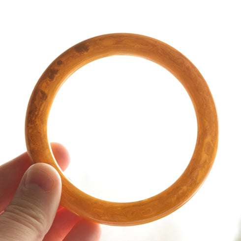 Yellow Marbled Tube Bakelite Bangle