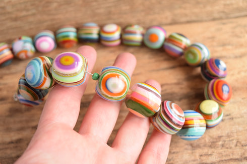 Sobral Rainbow Round Bullseye Bead Necklace