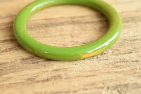 Green Marbled Tube Bakelite Bangle