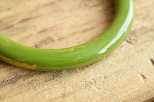 Green Marbled Tube Bakelite Bangle