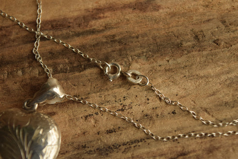 Etched Silver Heart Locket