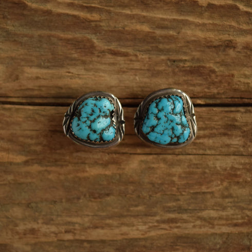 turquoise nugget earrings navajo made