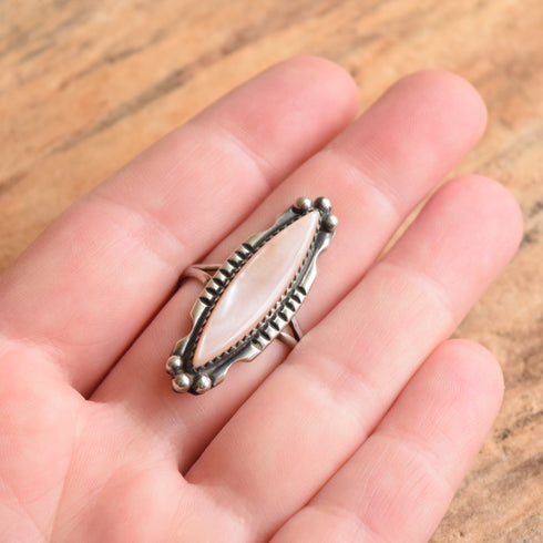 Navajo Pink Marquise Ring - Size 9.5