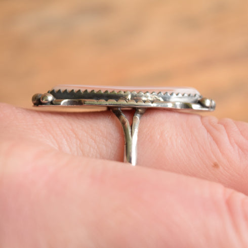 Navajo Pink Marquise Ring - Size 9.5