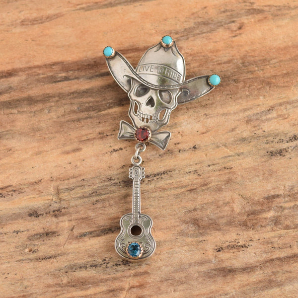 Kit Carson Dangle Dead Head Bony Brooch Pin