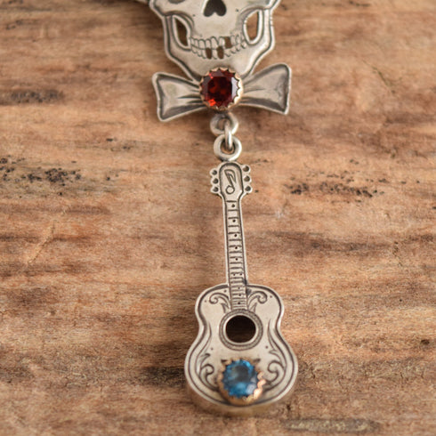 Turquoise Dead Head Guitar Brooch - Kit Carson