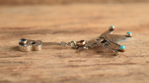 Turquoise Dead Head Guitar Brooch - Kit Carson